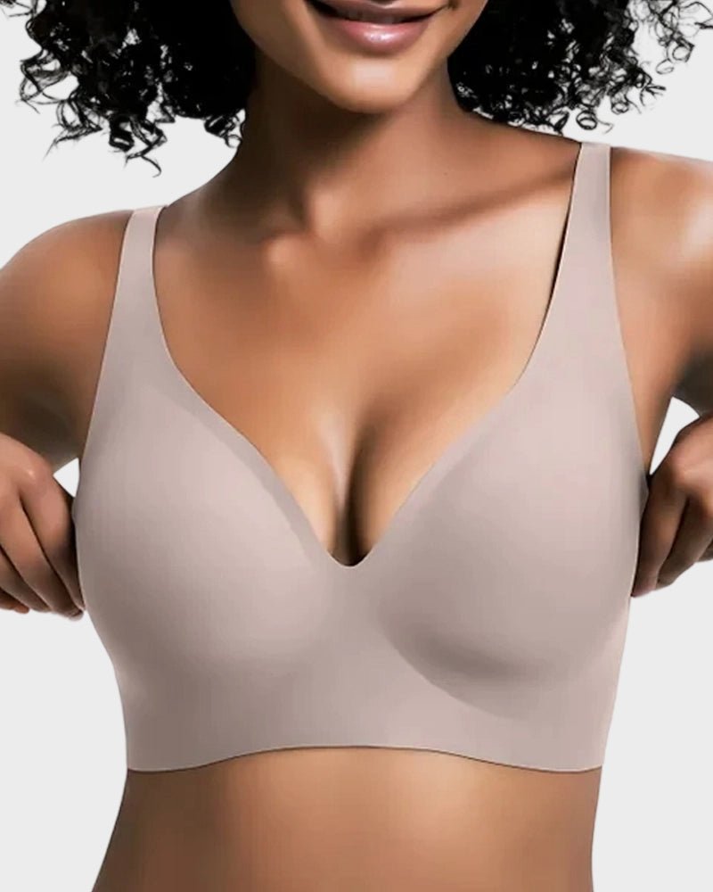 VelvetV™ - Sutiã Sem Costura com Decote V Profundo Push-Up Sem Aro - Body Curve